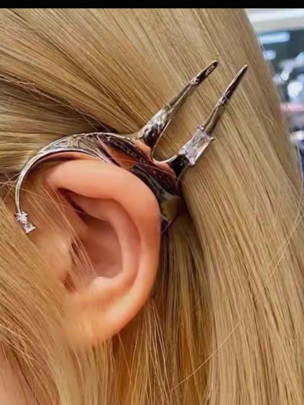 Unique Polished Silver Claw Ear / Hair Clip NIB